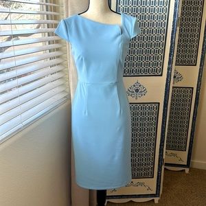Donna Morgan Light Blue Dress with Asymmetrical Neckline